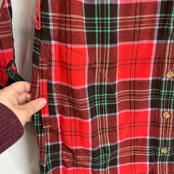 Duluth Plaid Flannel Shirt Dress Red Cotton Long Sleeve Casual Holiday XS - Picture 10 of 10